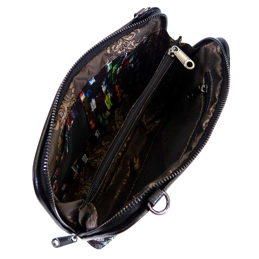Малка дамска чанта ENZO NORI модел ANGELA естествена кожа тъмна палитра