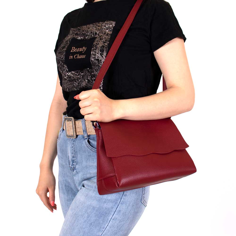 Дамска чанта ENZO NORI модел BETTY естествена кожа червен