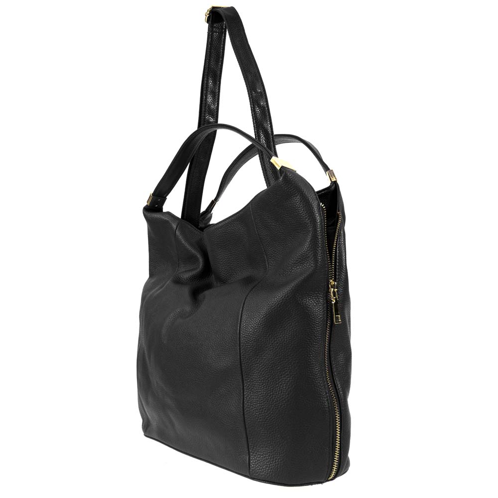 Дамска чанта тип торба PAULA VENTI модел MARCELINE естествена кожа цвят черен