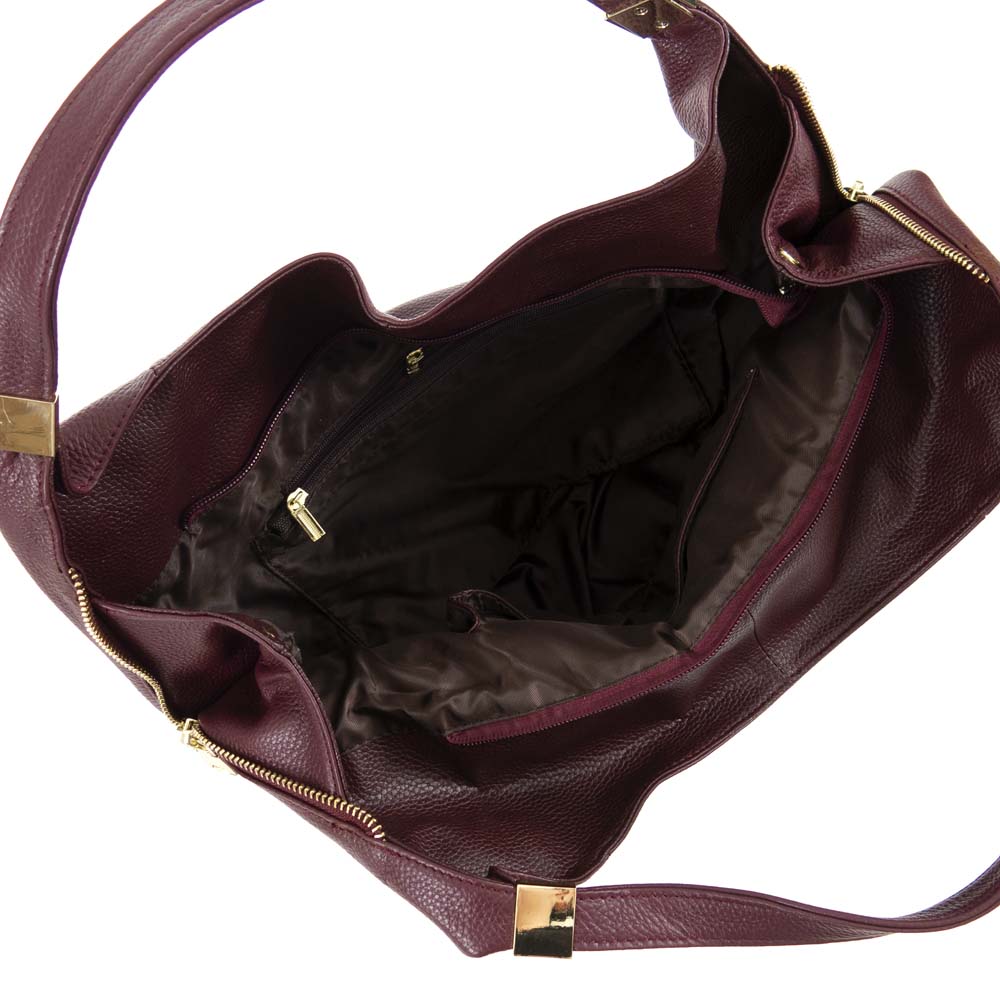 Голяма дамска чанта тип торба Paula Venti мека материя бордо