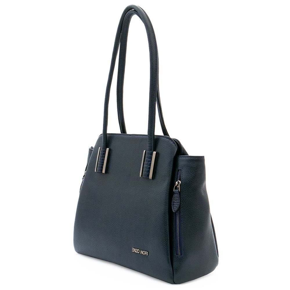 Изящна дамска чанта ENZO NORI модел LARA от естествена фина напа кожа цвят тъмно син