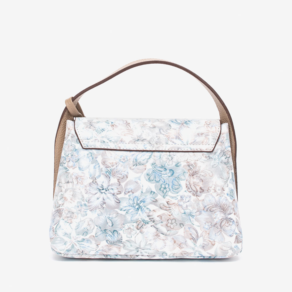 Малка дамска чанта ENZO NORI модел JEWEL естествена кожа сини цветя