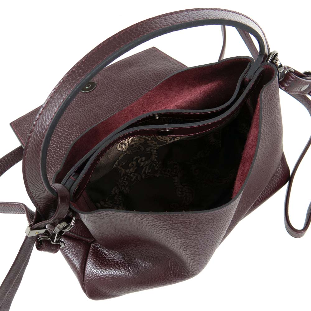 Малка дамска чанта ENZO NORI модел JEWEL естествена кожа бордо
