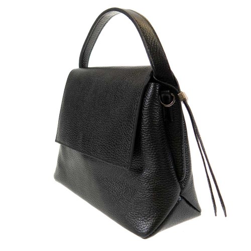 Малка дамска чанта ENZO NORI модел JEWEL естествена кожа черен