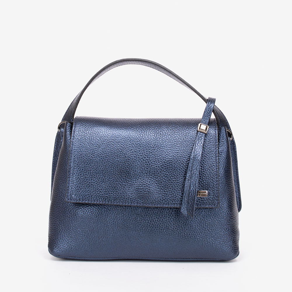 Малка дамска чанта ENZO NORI модел JEWEL естествена кожа перлено син