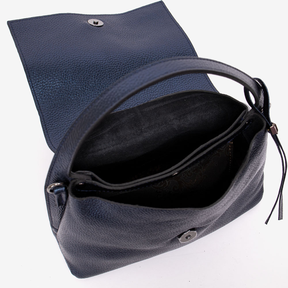 Малка дамска чанта ENZO NORI модел JEWEL естествена кожа перлено син