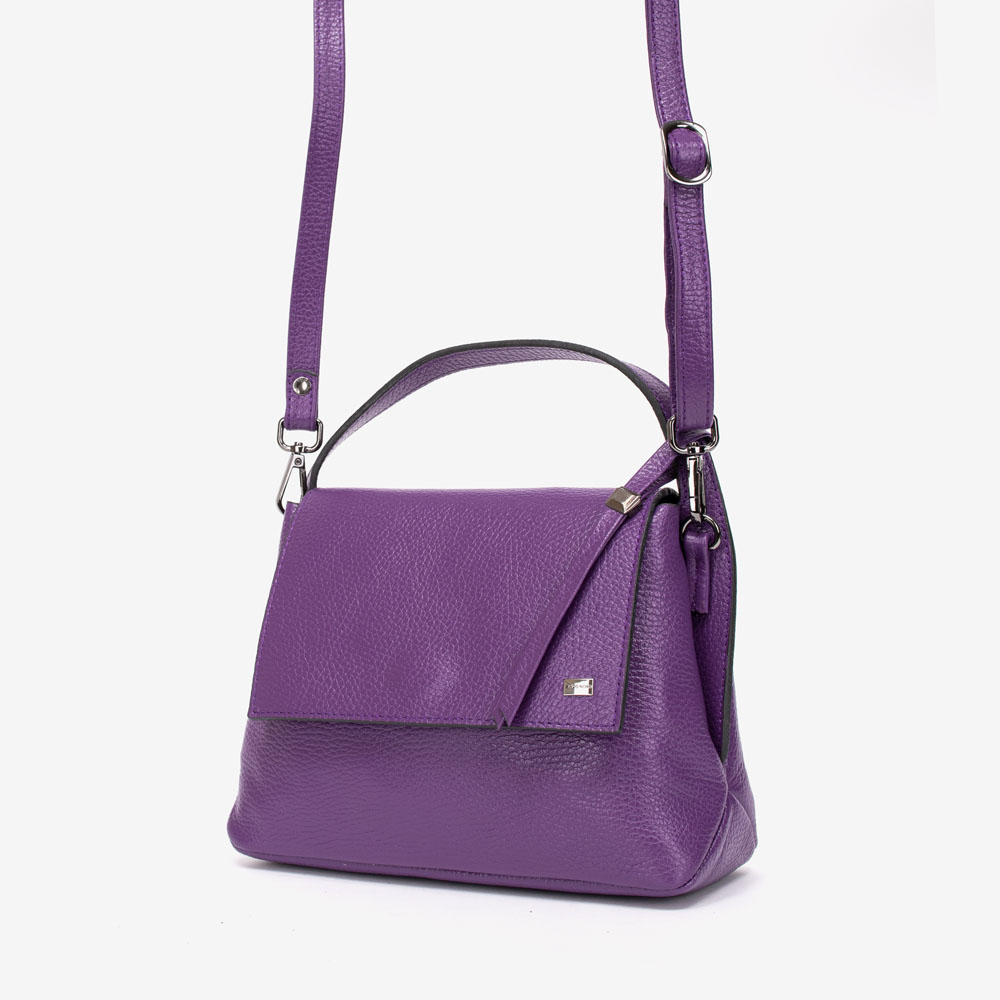 Малка дамска чанта ENZO NORI модел JEWEL естествена кожа лилав
