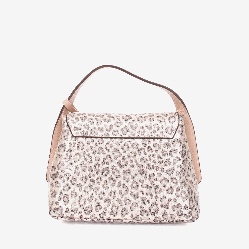 Малка дамска чанта ENZO NORI модел JEWEL естествена кожа розов леопард