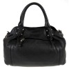 Черна дамска чанта PAULA VENTI естествена кожа със здрави къси дръжки и въртяща закопчалка