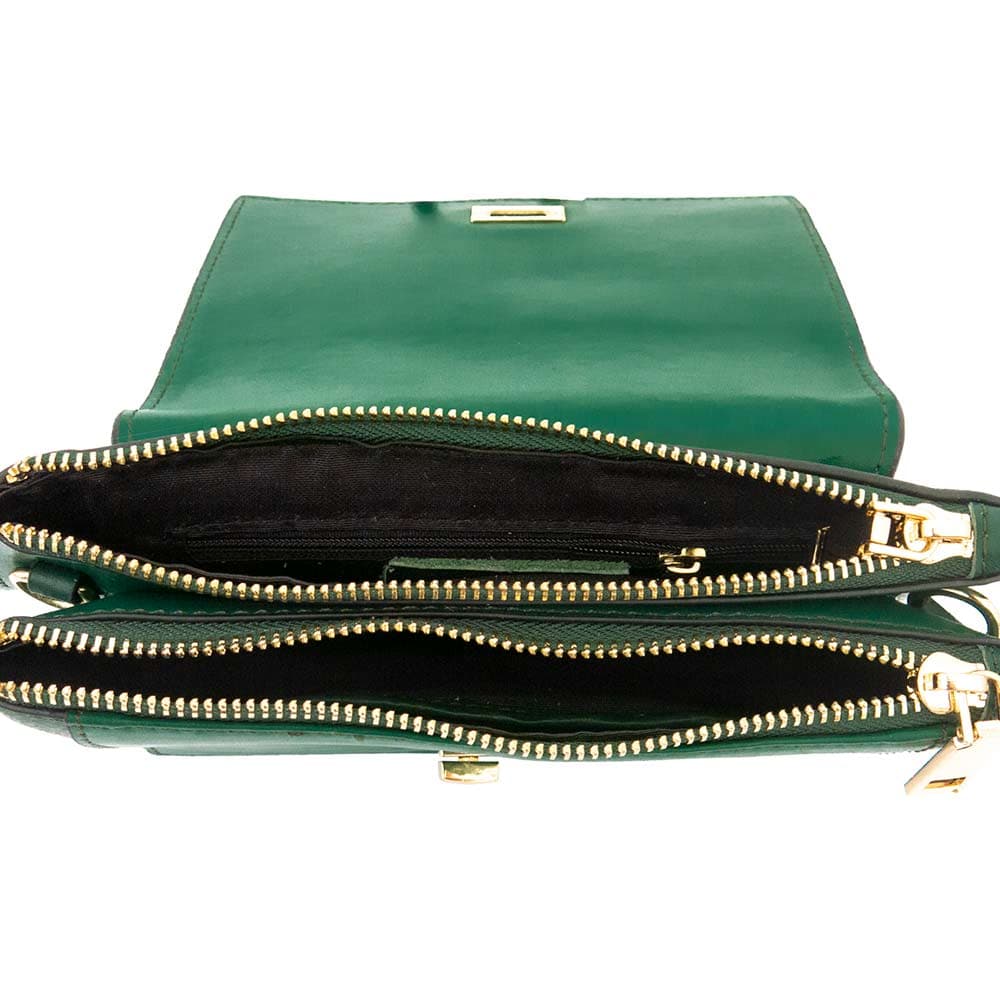 Стилна малка дамска чанта от естествена фина напа кожа PAULA VENTI модел HANNA цвят зелен