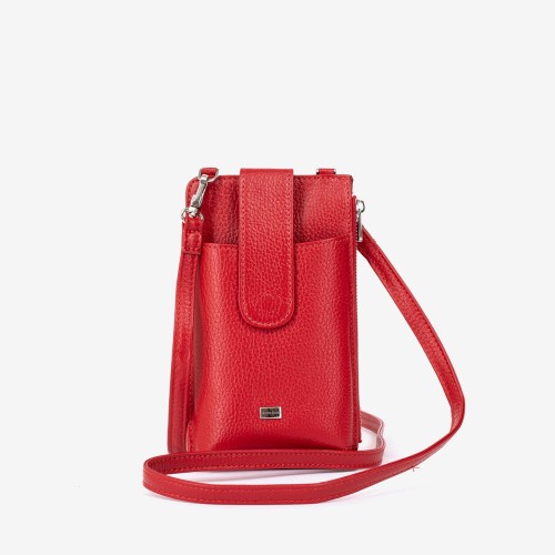 Малка дамска чанта модел LENNY естествена кожа червен