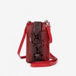 Малка дамска чанта модел LENNY естествена кожа червен принт