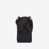Малка дамска чанта модел LENNY естествена кожа черен принт