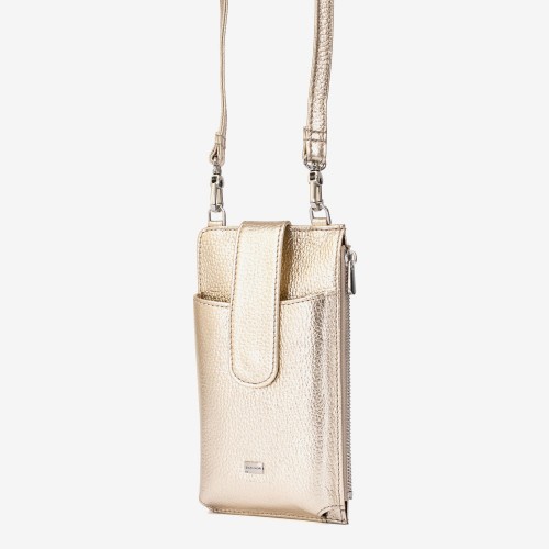 Малка дамска чанта модел LENNY естествена кожа златен