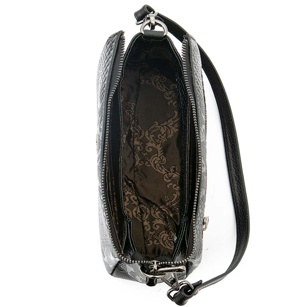 Дамска чанта ENZO NORI модел ERIKA естествена кожа черен принт