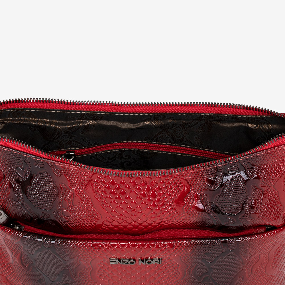 Дамска чанта ENZO NORI модел SALY естествена кожа червен лак