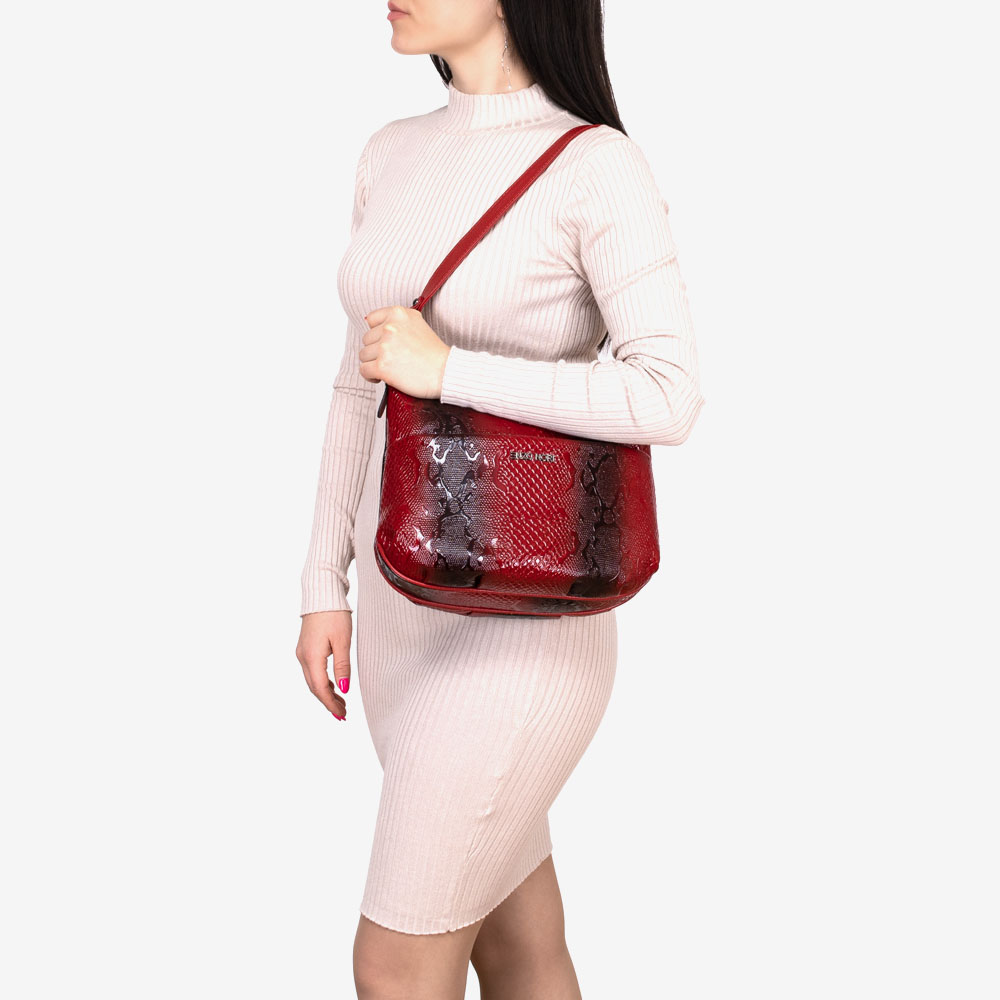 Дамска чанта ENZO NORI модел SALY естествена кожа червен лак