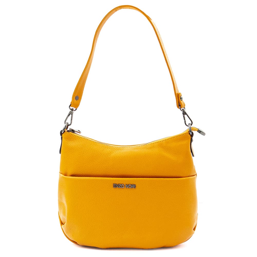 Дамска чанта ENZO NORI модел SALY от естествена кожа жълт