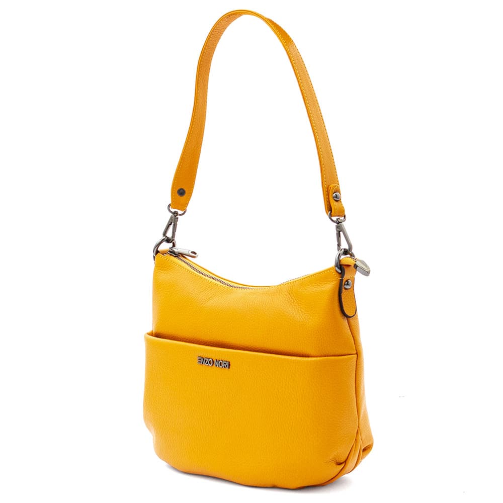 Дамска чанта ENZO NORI модел SALY от естествена кожа жълт