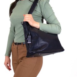 Дамска чанта ENZO NORI модел CHARLOTTA естествена кожа тъмно син