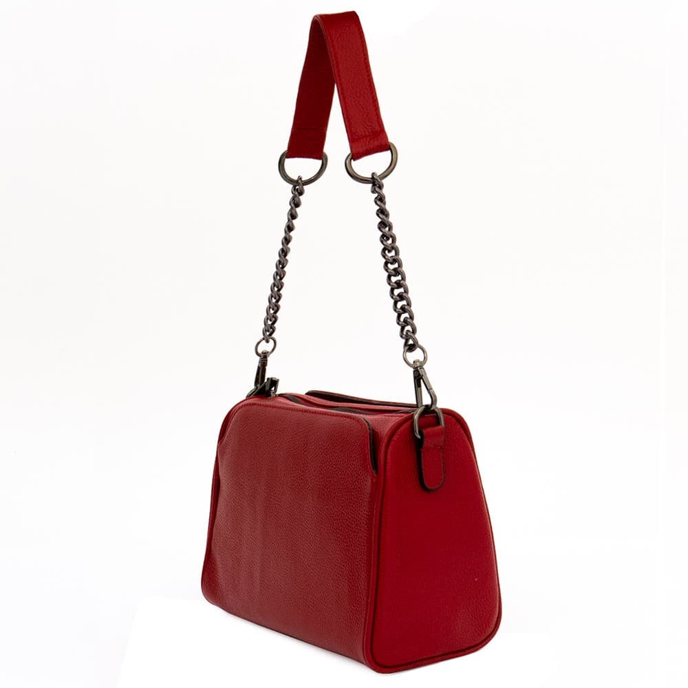 Модерна малка дамска чанта от естествена фина напа кожа ENZO NORI модел SARAH цвят червен