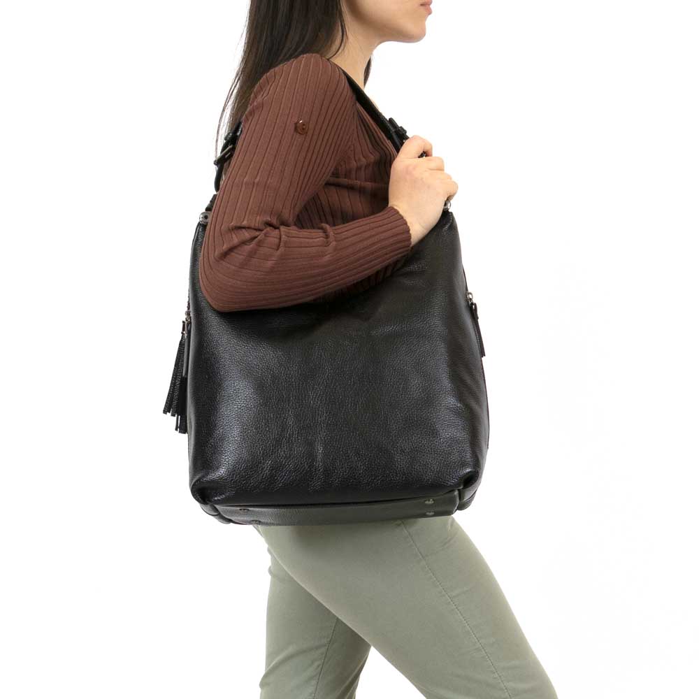 Дамска чанта ENZO NORI модел LALIA естествена кожа черен