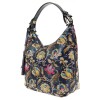 Ежедневна дамска чанта тип торба ENZO NORI модел LALIA естествена кожа цвят син с цветя