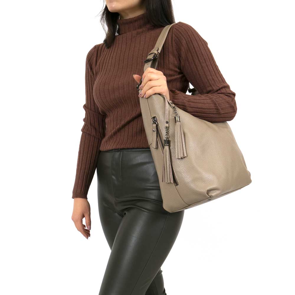 Дамска чанта ENZO NORI модел LALIA естествена кожа бежов
