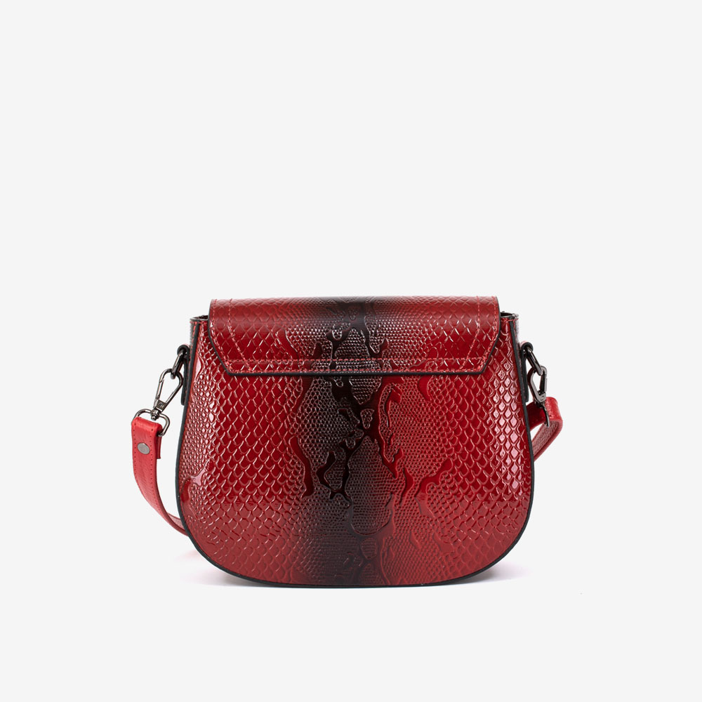 Дамска чанта ENZO NORI модел LUISE естествена кожа червен принт