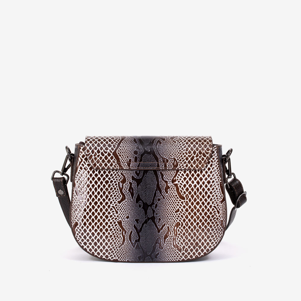 Дамска чанта ENZO NORI модел LUISE естествена кожа кафяв принт