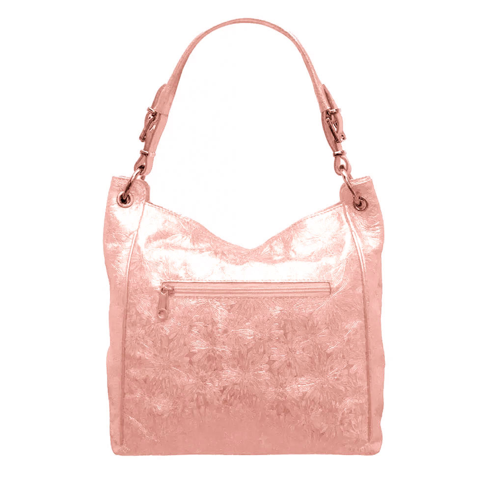 Изящна дамска кожена чанта ENZO NORI модел TONE естествена кожа цвят розово злато лазер
