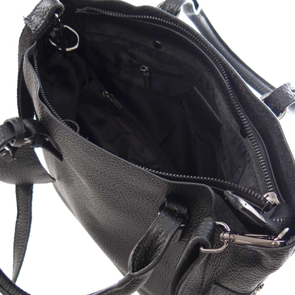 Дамска чанта ENZO NORI модел NICO естествена кожа цвят черен
