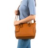 Ежедневна малка дамска чанта през рамо от естествена кожа цвят оранжев ENZO NORI модел NICO