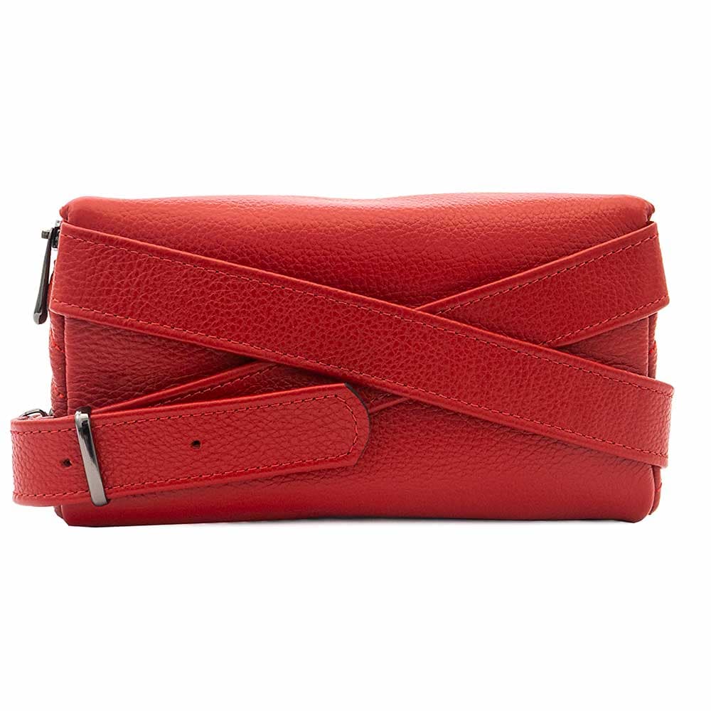 Малка дамска чанта ENZO NORI модел RUTH естествена кожа червен