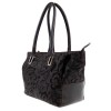 Дамска чанта PAULA VENTI модел ELNORA естествена кожа цвят тъмно кафяв с цветя велур