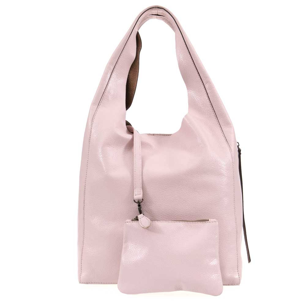 Актуална дамска чанта тип торба ENZO NORI модел DONNA естествена кожа цвят розов