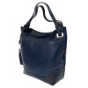 Голяма дамска чанта тип торба PAULA VENTI модел FONDA естествена кожа цвят тъмно син