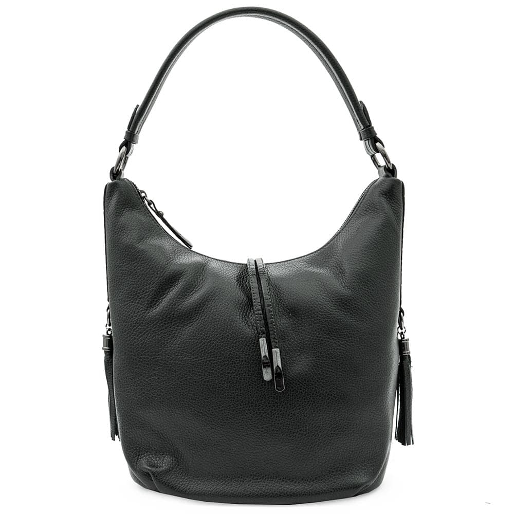 Дамска чанта ENZO NORI модел MIA от естествена кожа черен