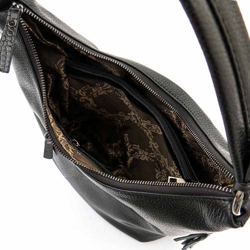 Дамска чанта ENZO NORI модел MIA от естествена кожа черен