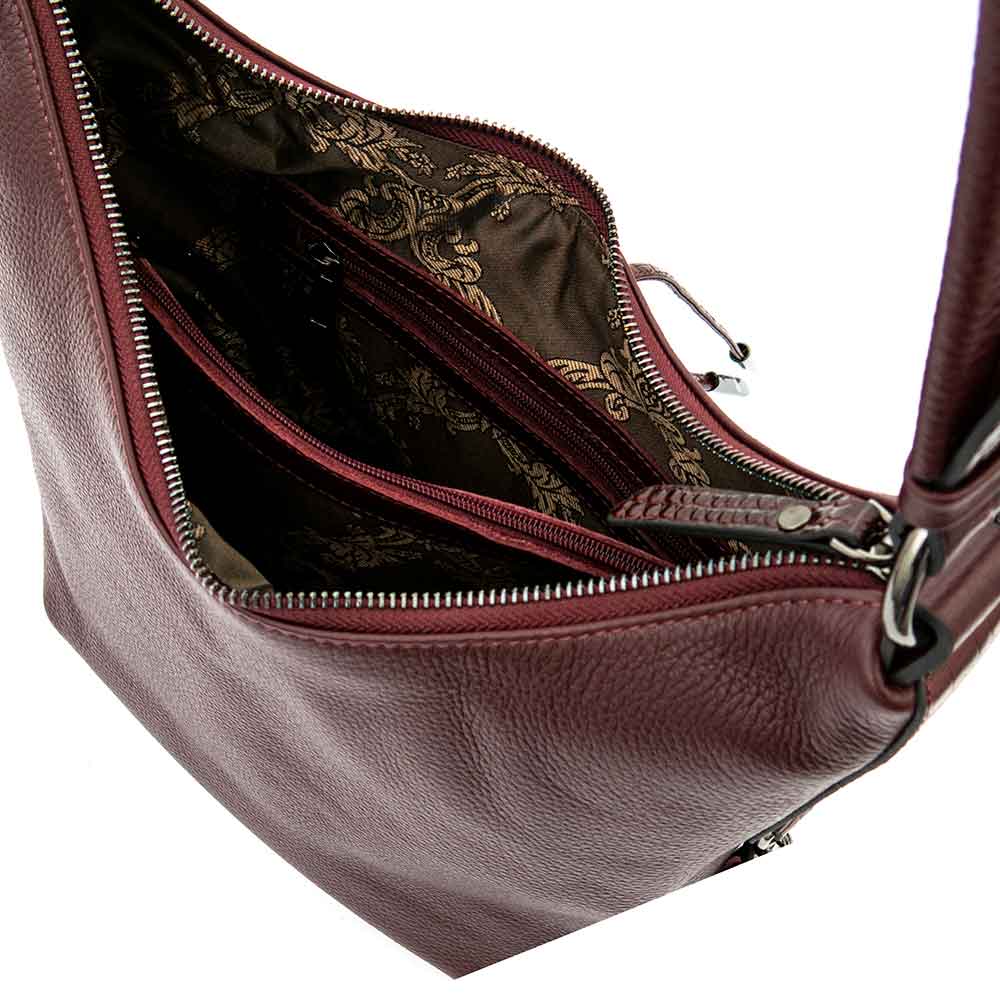 Дамска чанта ENZO NORI модел MIA естествена кожа бордо