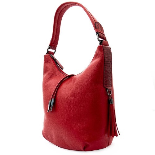 Дамска чанта ENZO NORI модел MIA от естествена кожа червен