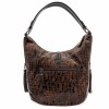 Луксозна дамска чанта от естествена фина напа кожа ENZO NORI модел MIA цвят кафяв квадрати лак