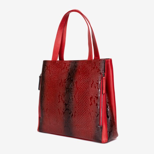 Дамска чанта ENZO NORI модел LUPITA естествена кожа червен принт