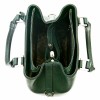 Дамска чанта ENZO NORI от естествена кожа с твърдо дъно и дълга дръжка зелен