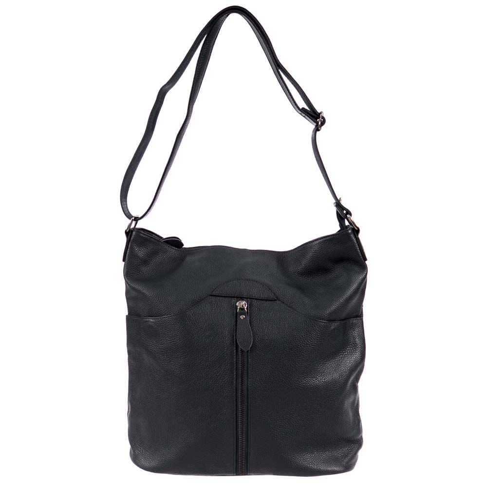 Дамска чанта тип торба PAULA VENTI модел DIONE естествена кожа цвят черен