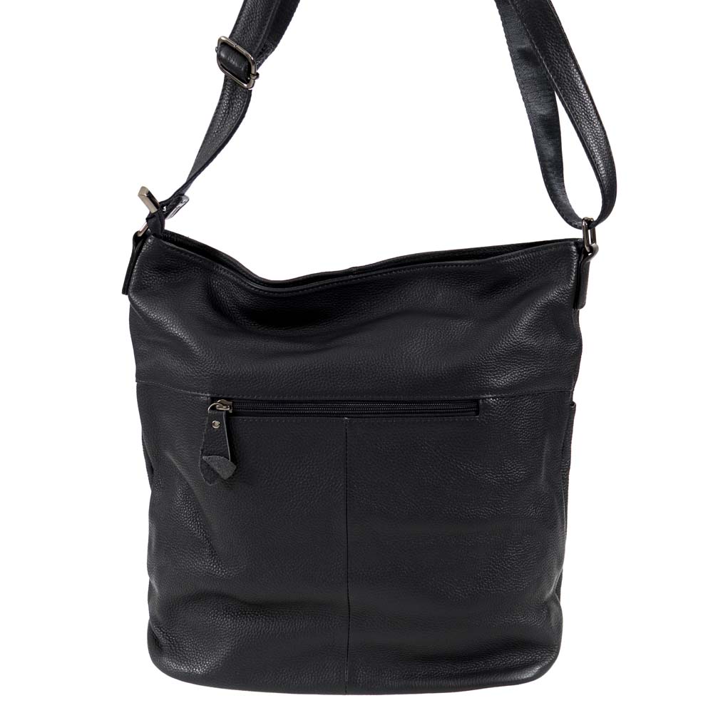 Дамска чанта тип торба PAULA VENTI модел DIONE естествена кожа цвят черен