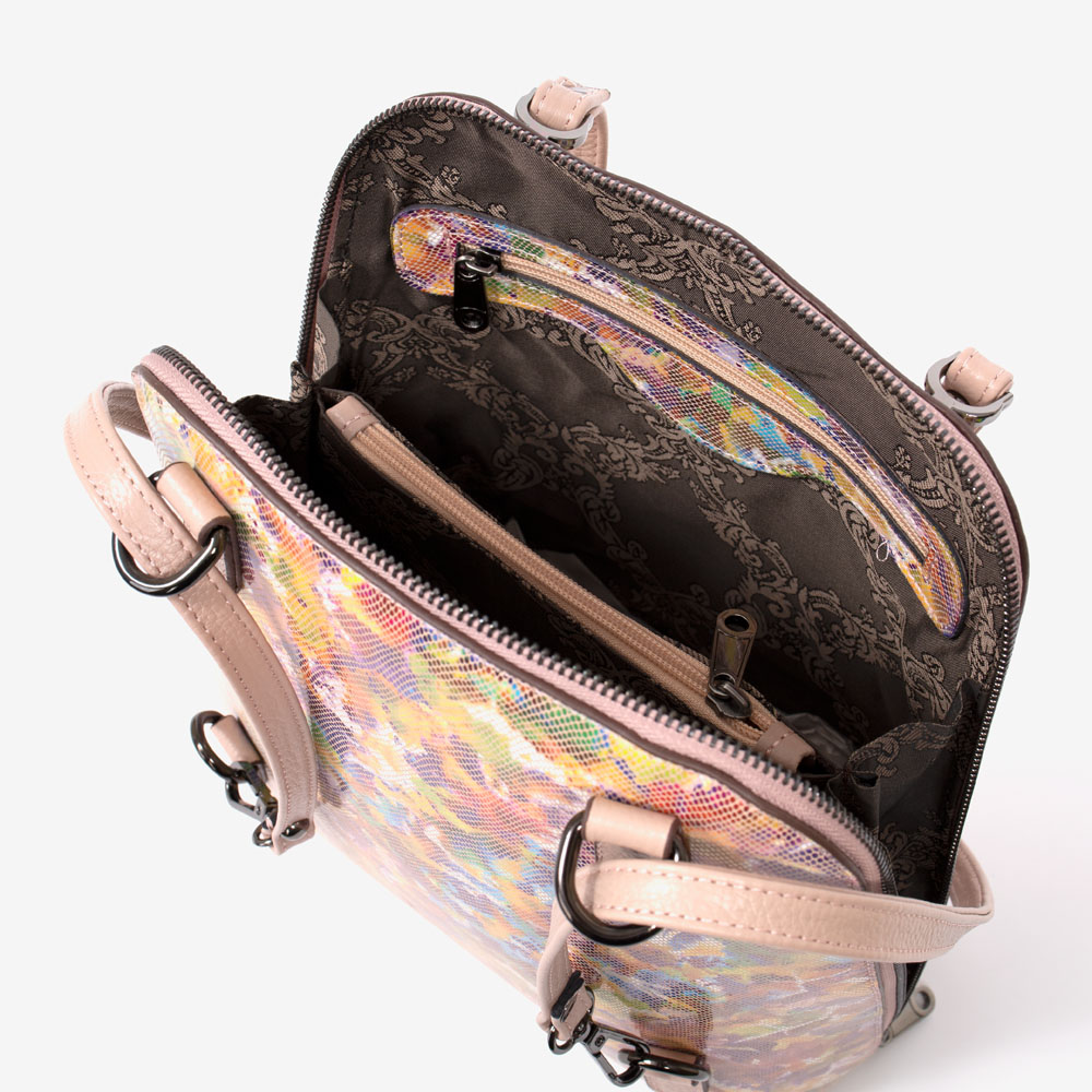 Дамска чанта ENZO NORI модел LIMA естествена кожа розова палитра