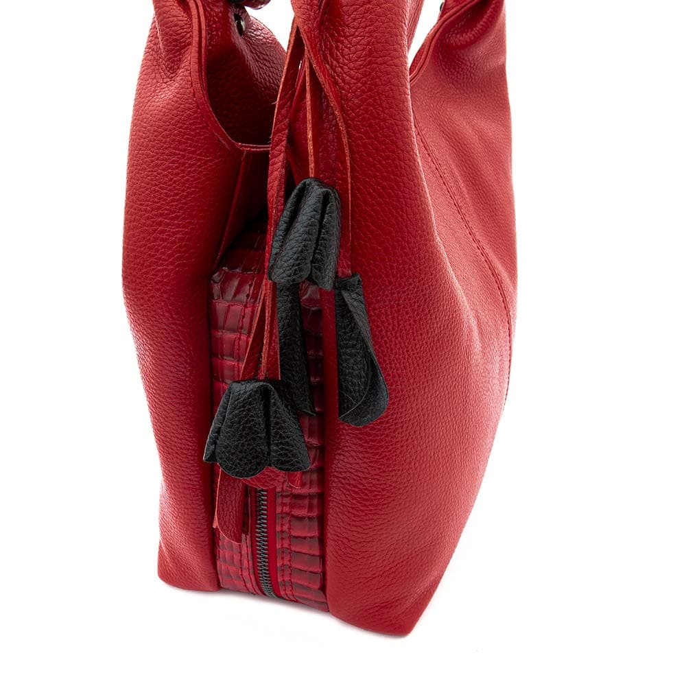 Дамска чанта ENZO NORI модел ROSE естествена кожа червен