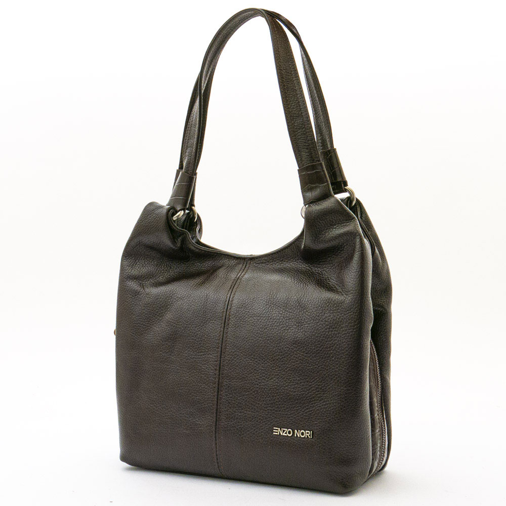 Дамска чанта ENZO NORI модел ROSE естествена кожа тъмно кафяв 