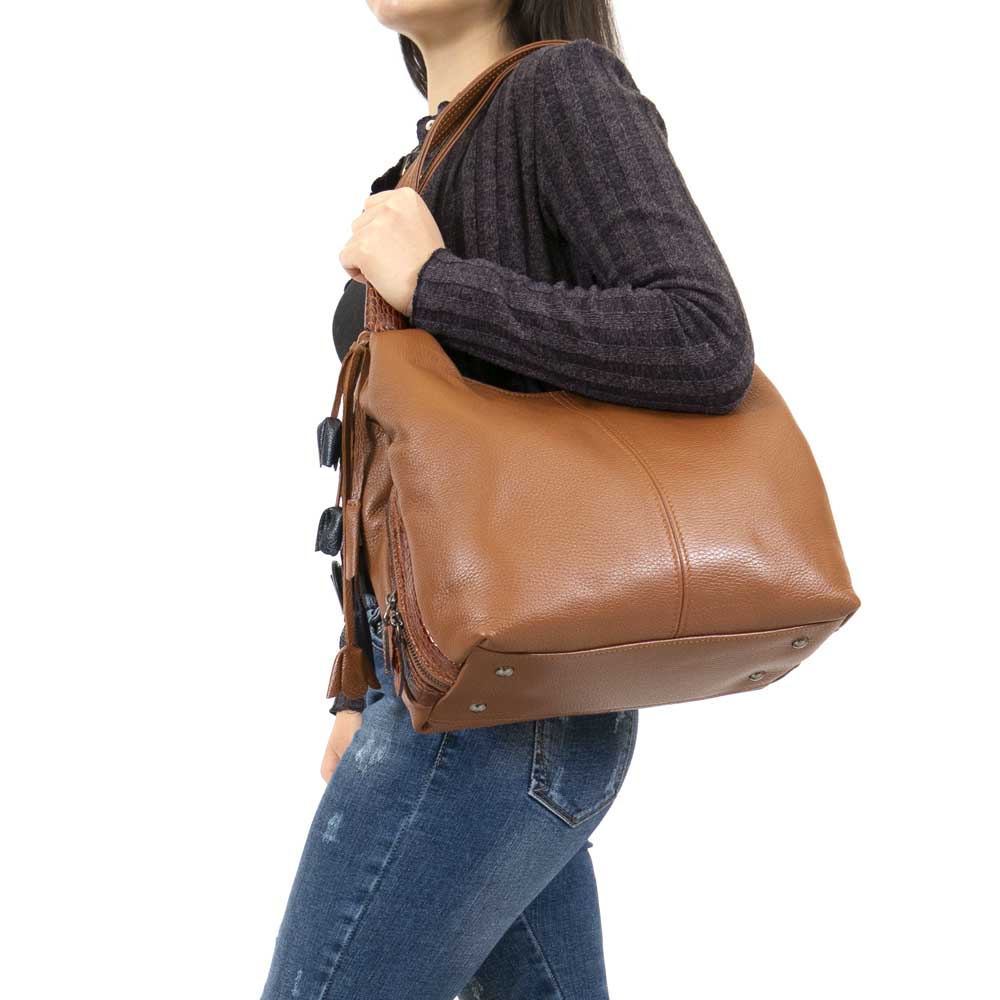 Дамска чанта ENZO NORI модел ROSE естествена кожа кафяв